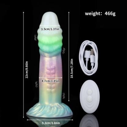 カラフルな夜光グラデーションの龍頭風夜光電動振動ディルド