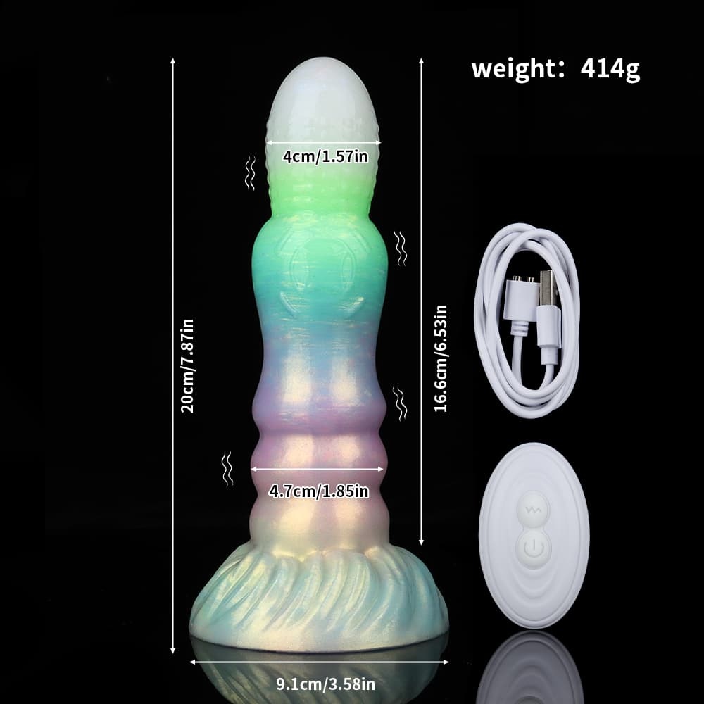 カラフルな夜光グラデーションを備えた金剛鈴風夜光電動振動ディルド
