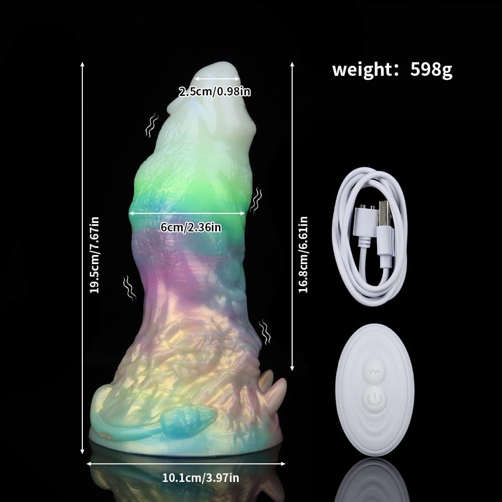光り輝く多彩な夜光を持つ獅子座デザインの電動振動ディルド