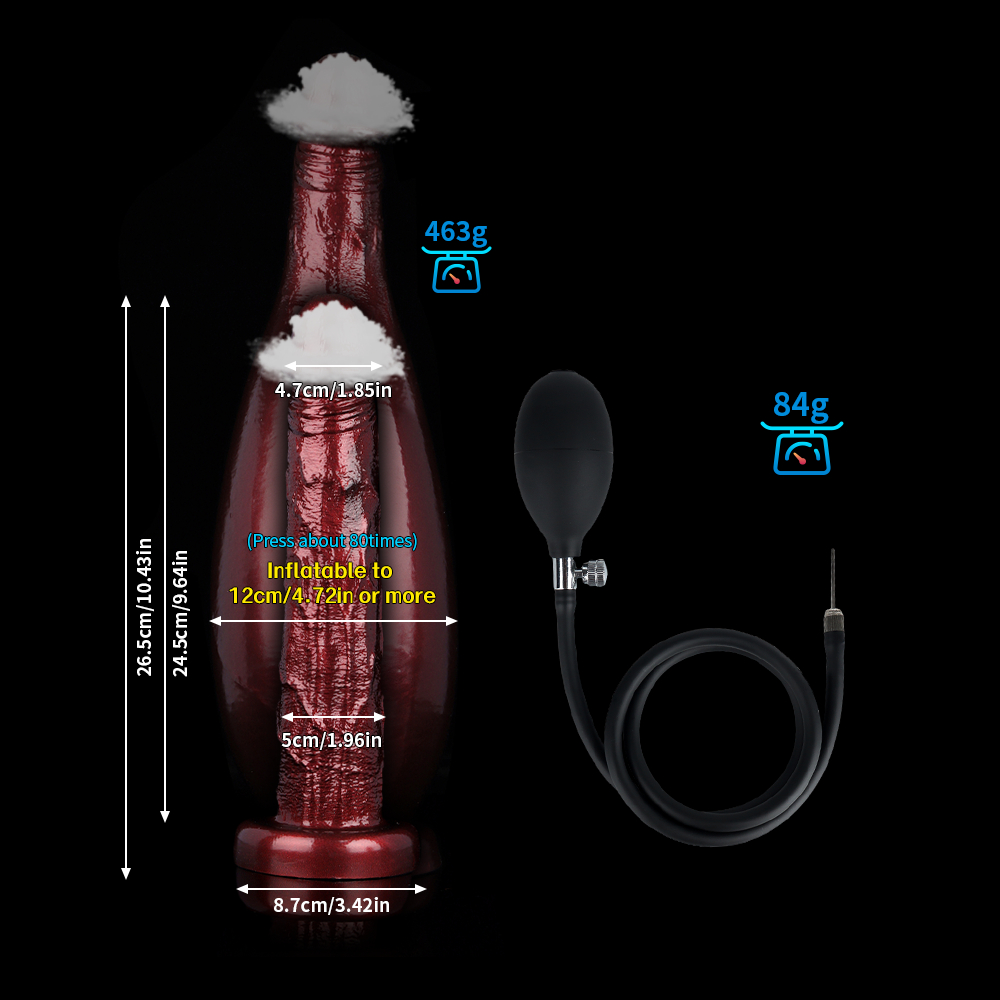 ワインレッドの杖型空気注入式ディルド