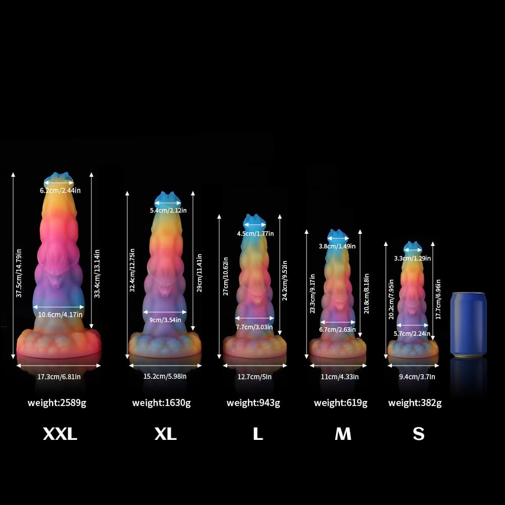 カラフルな夜光グラデーション「筋肉ビーフ」風夜光ディルド