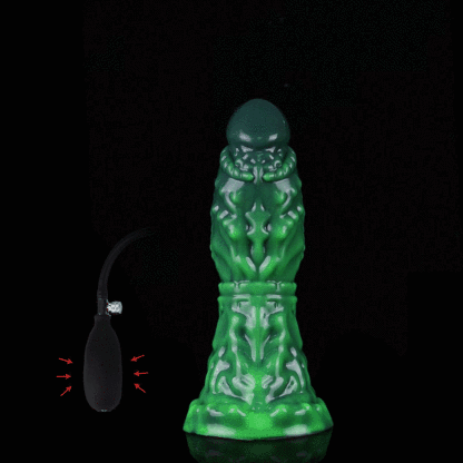 神秘的な濃いグリーンで彩られた山羊座型充気式アナルプラグ