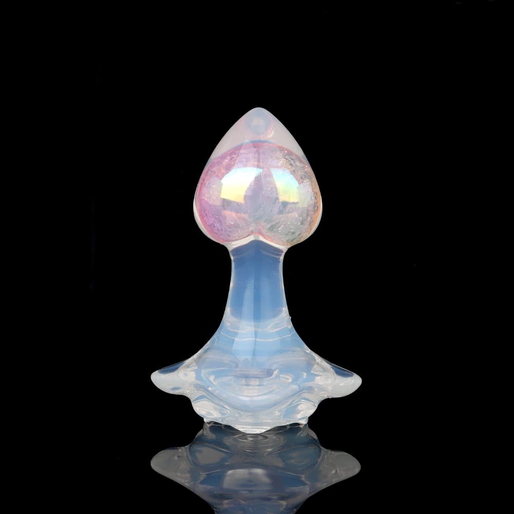 パステルカラーの桃ハート風水晶アナルプラグ、4 種付属品で多様な快楽体験をお届け