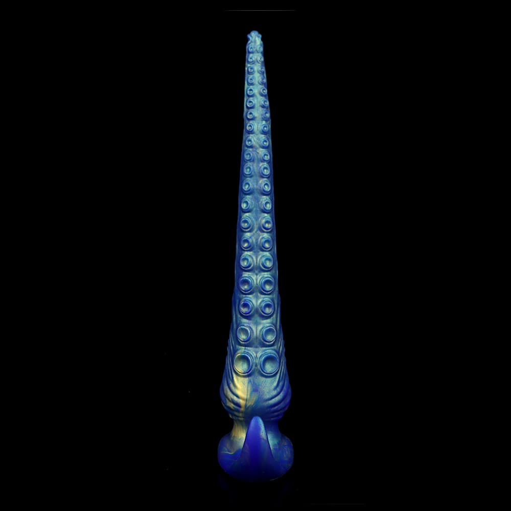 幻想的なブルーツィントで彩られた帆船蛸型ディルド