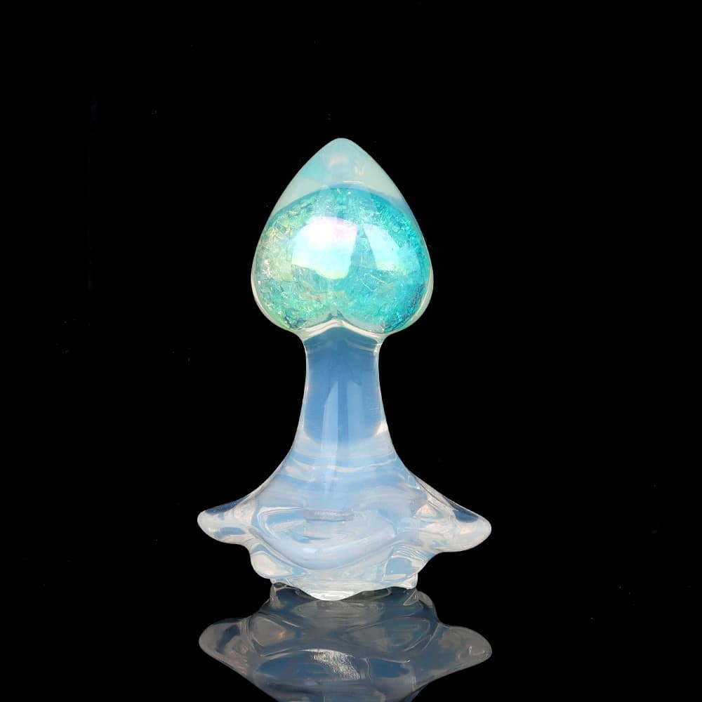 パステルカラーの桃ハート風水晶アナルプラグ、4 種付属品で多様な快楽体験をお届け