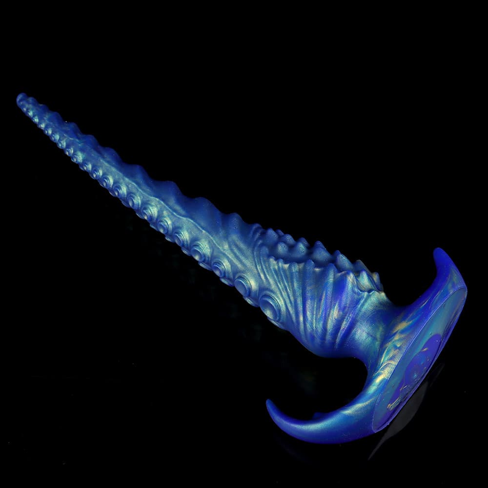 幻想的なブルーツィントで彩られた帆船蛸型ディルド