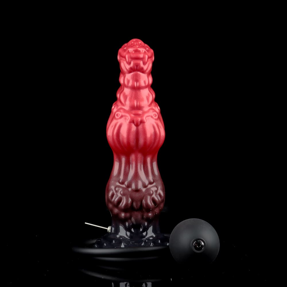 赤黒グラデの犬茎（狗屌）風インフレータブルアナルプラグ