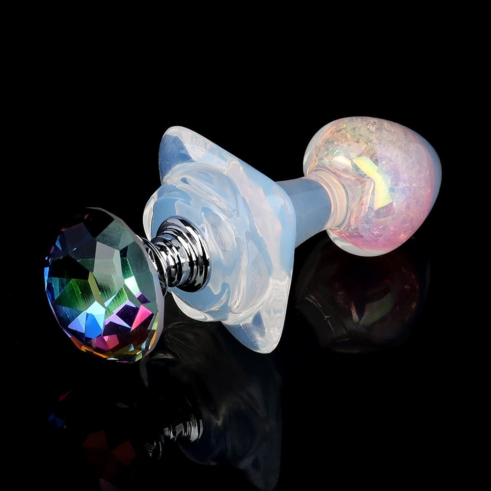 パステルカラーの桃ハート風水晶アナルプラグ、4 種付属品で多様な快楽体験をお届け