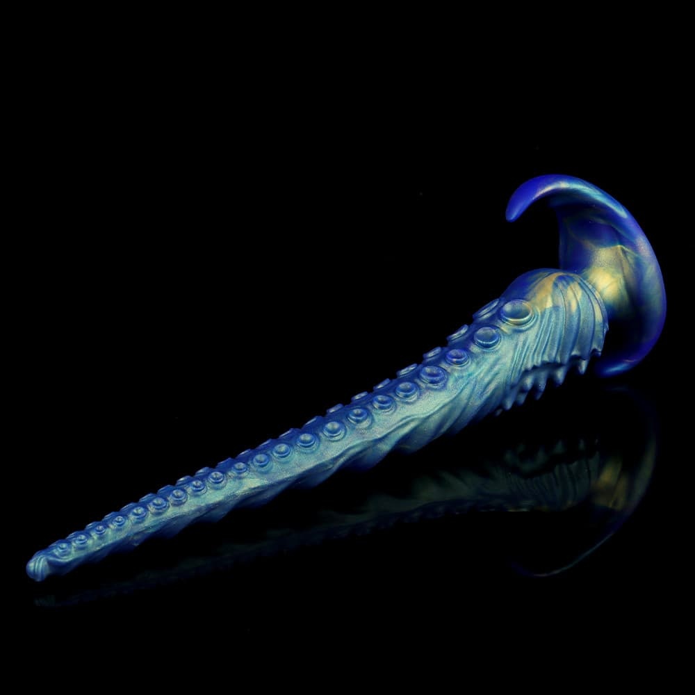 幻想的なブルーツィントで彩られた帆船蛸型ディルド