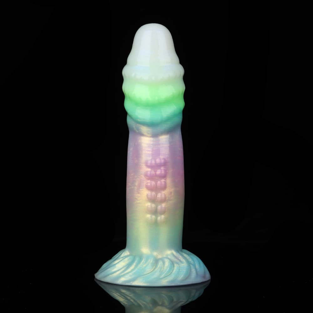 カラフルな夜光グラデーションの龍頭風夜光電動振動ディルド