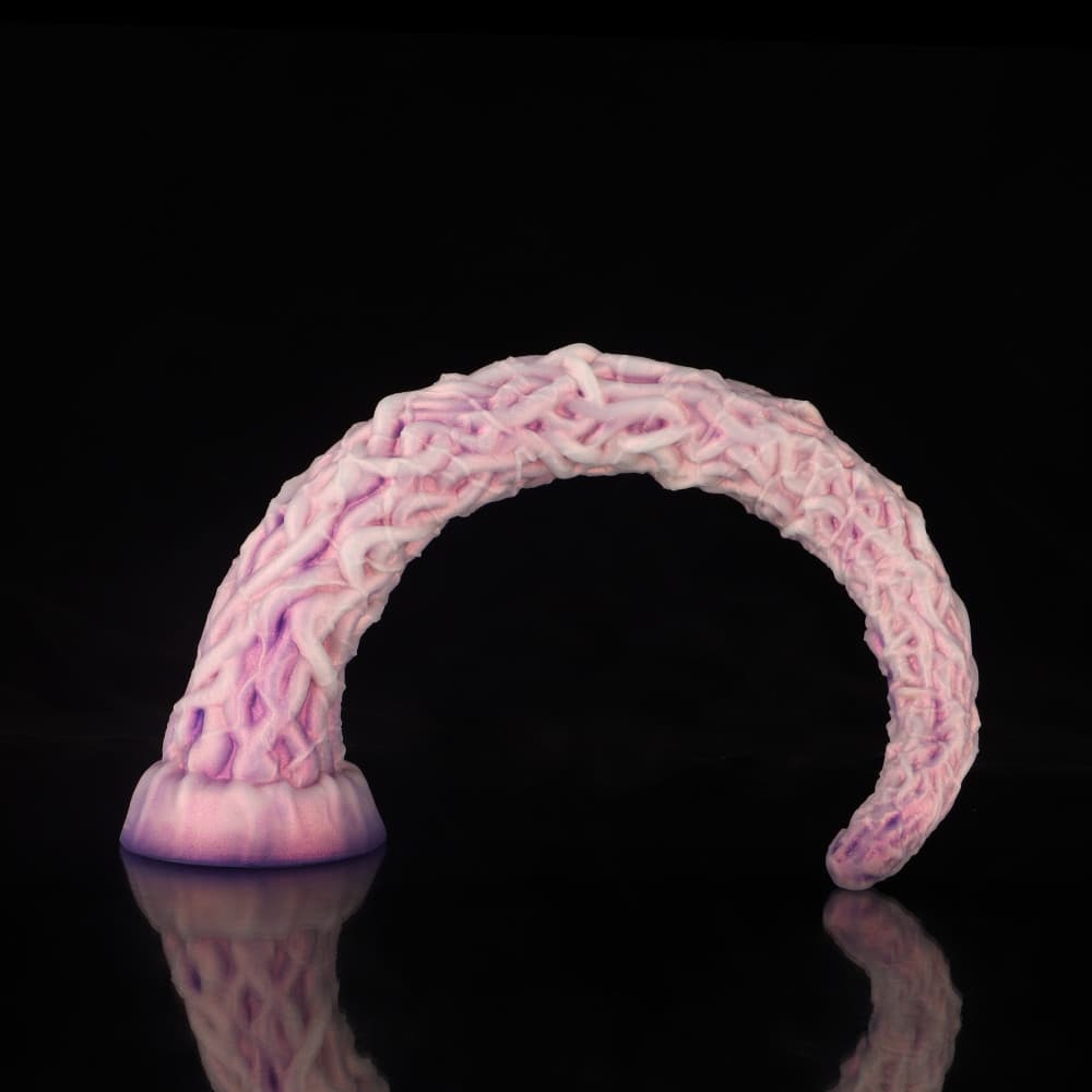 柔らかいピンク紫ツタ型ディルド