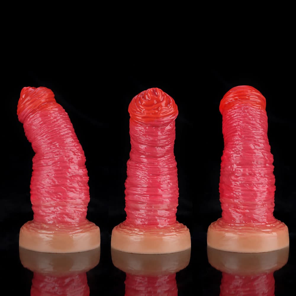 濃厚なピンクレッドで彩られた肉ローズ型ディルド