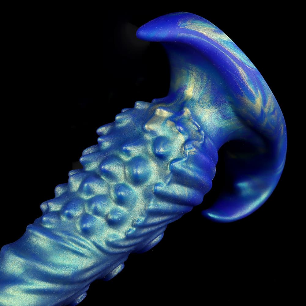 幻想的なブルーツィントで彩られた帆船蛸型ディルド