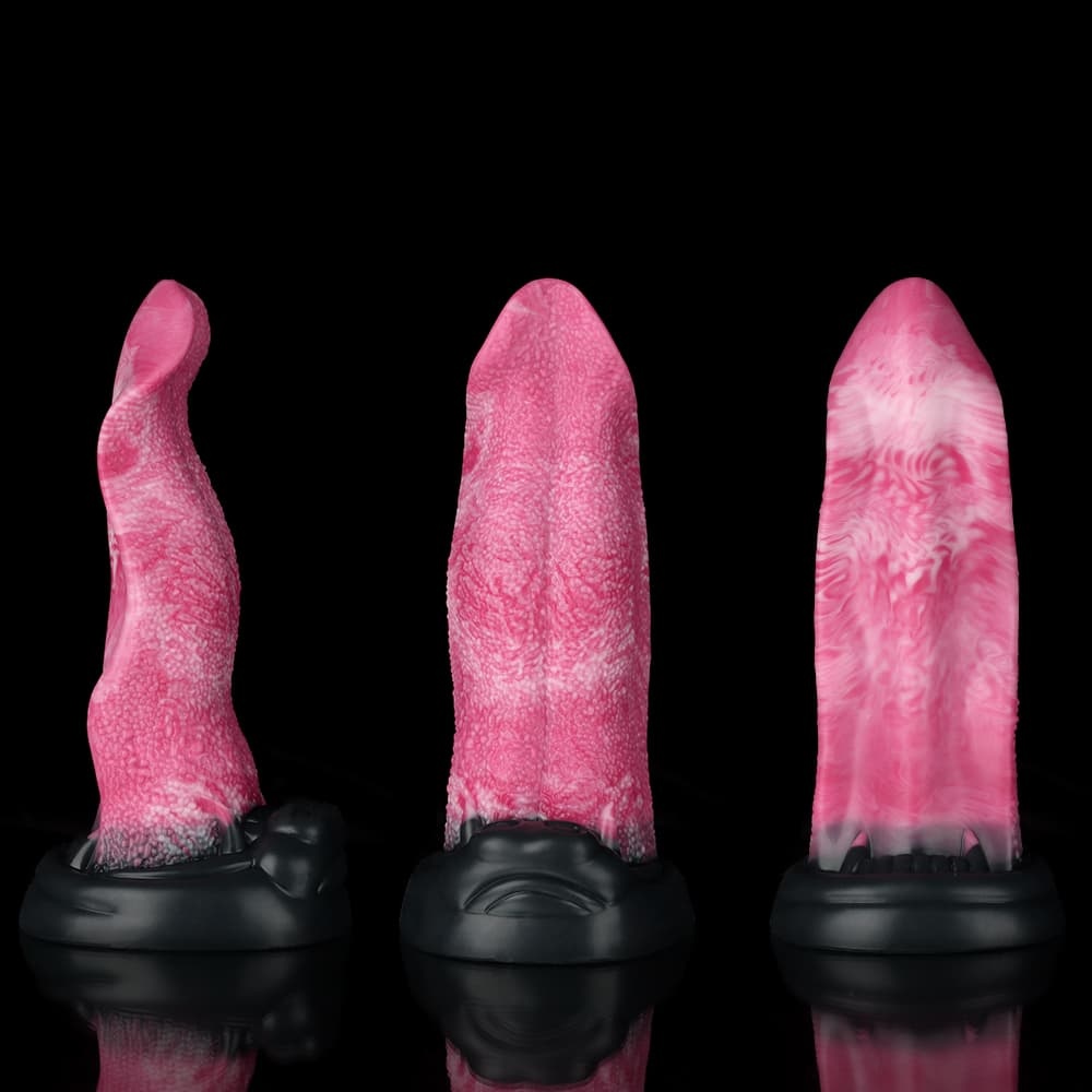 ピンク色オオカミ舌形状ディルド