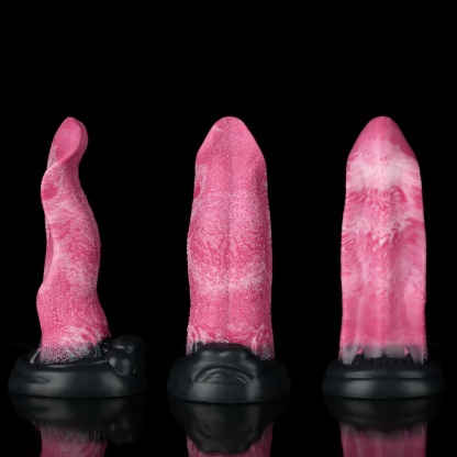 ピンク色オオカミ舌形状ディルド