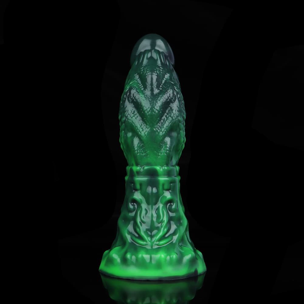 神秘的な濃いグリーンで彩られた山羊座型充気式アナルプラグ
