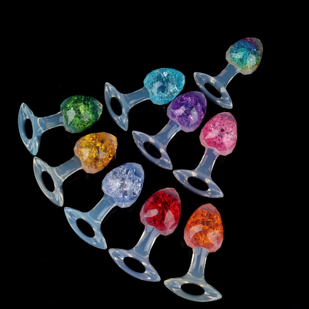 ダイヤモンド型クリスタルアナルプラグ 9色、3サイズ