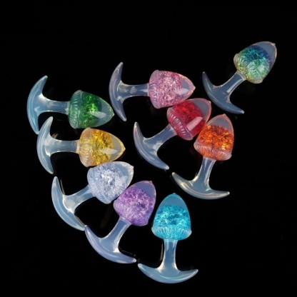 栗の形をしたクリスタルアナルプラグ 9色、3サイズ