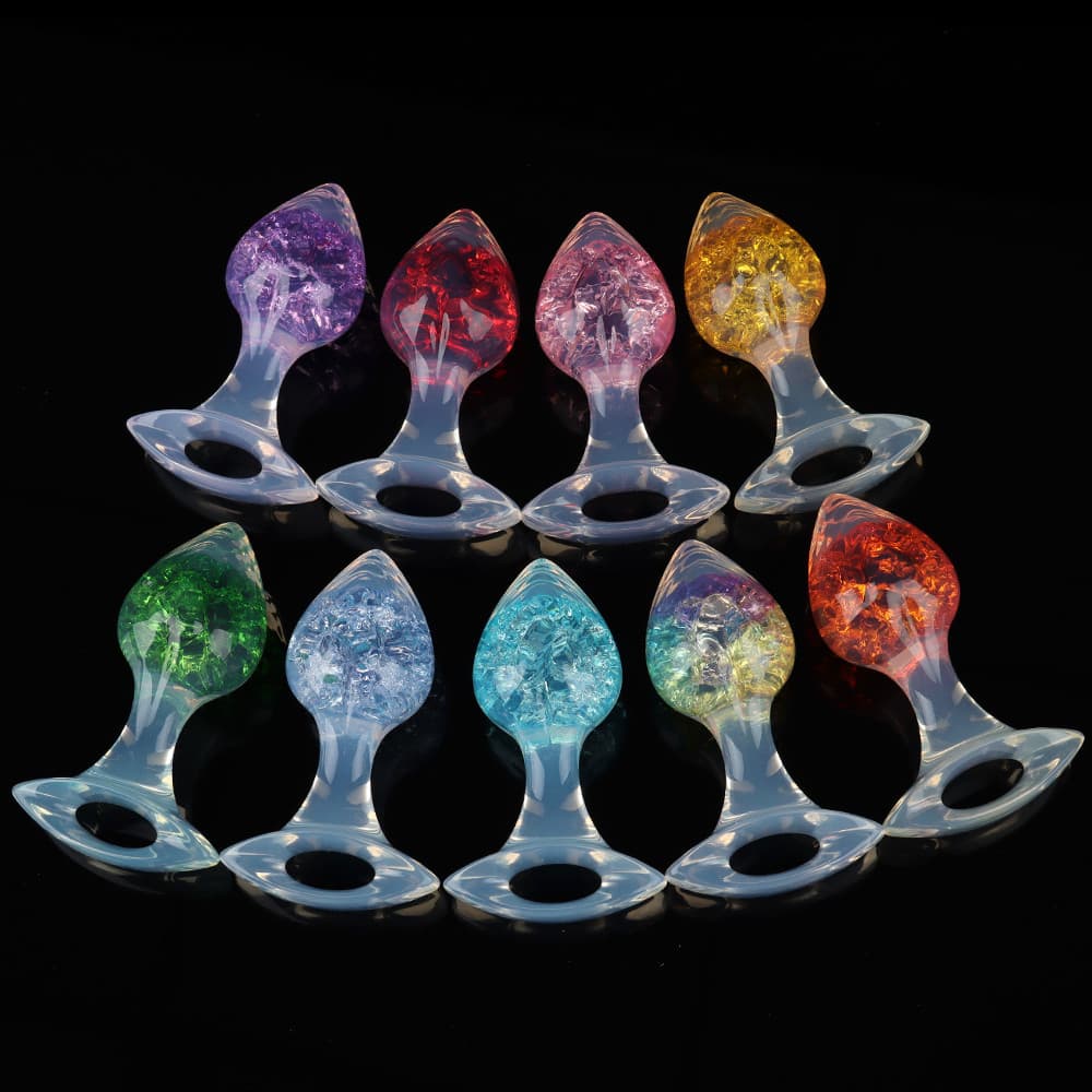 爱心クリスタルアナルプラグ 9色展開、3サイズ展開