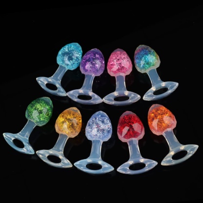 ダイヤモンド型クリスタルアナルプラグ 9色、3サイズ