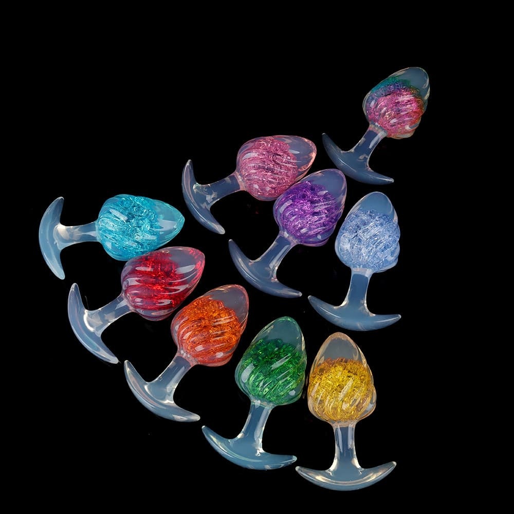 アイスクリーム形状のクリスタル製アナルプラグ9色展開、3サイズ展開