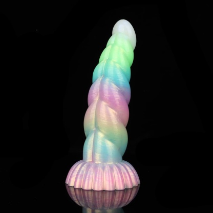 虹色グラデ撚りデザイン、夜光電動振動ディルド