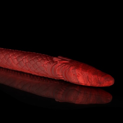 濃厚な赤色で彩られたウナギ型ディルド
