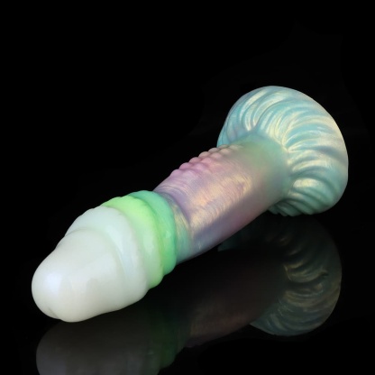 カラフルな夜光グラデーションの龍頭風夜光電動振動ディルド