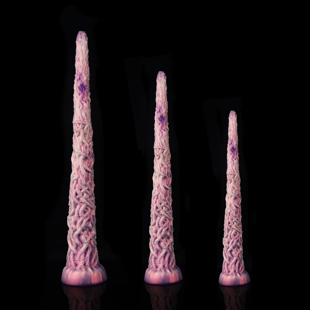 柔らかいピンク紫ツタ型ディルド