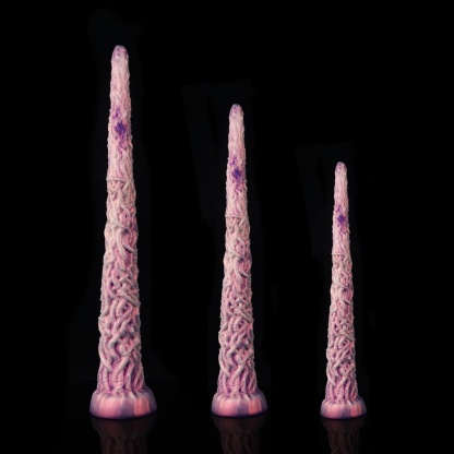 柔らかいピンク紫ツタ型ディルド