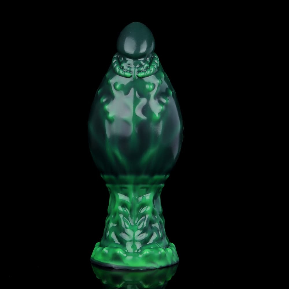 神秘的な濃いグリーンで彩られた山羊座型充気式アナルプラグ