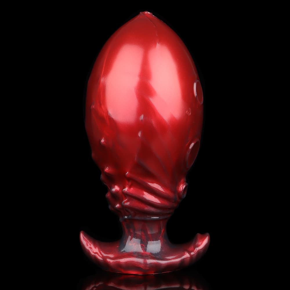 濃厚なカーニアンレッドを纏うインフレータブルアナルプラグ