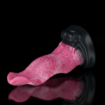 ピンク色オオカミ舌形状ディルド