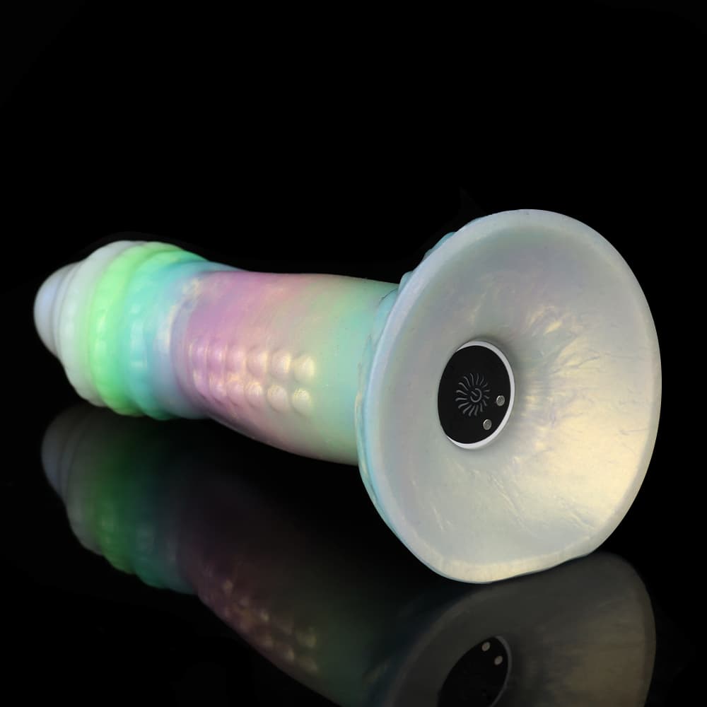 カラフルな夜光グラデーションの龍頭風夜光電動振動ディルド