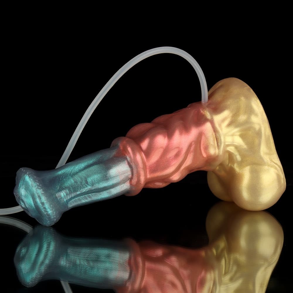 海をイメージした水色とゴールドの「海王」型射精ディルド