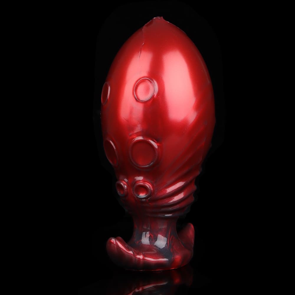 濃厚なカーニアンレッドを纏うインフレータブルアナルプラグ