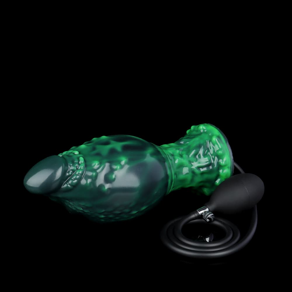 神秘的な濃いグリーンで彩られた山羊座型充気式アナルプラグ