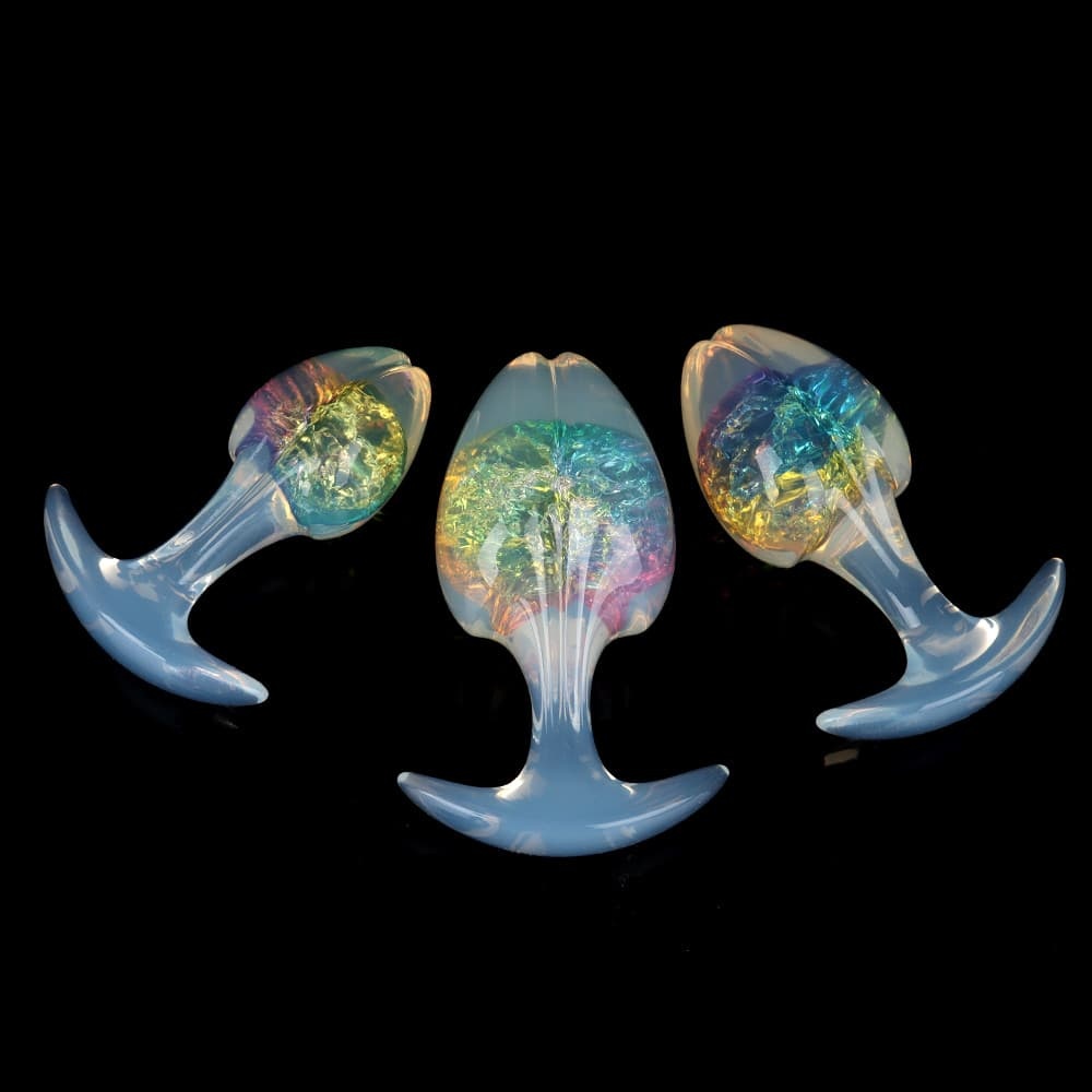 もやし型クリスタルアナルプラグ 9色、3サイズ