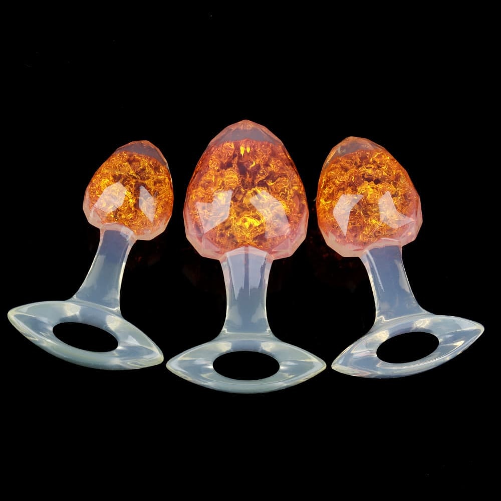 ダイヤモンド型クリスタルアナルプラグ 9色、3サイズ