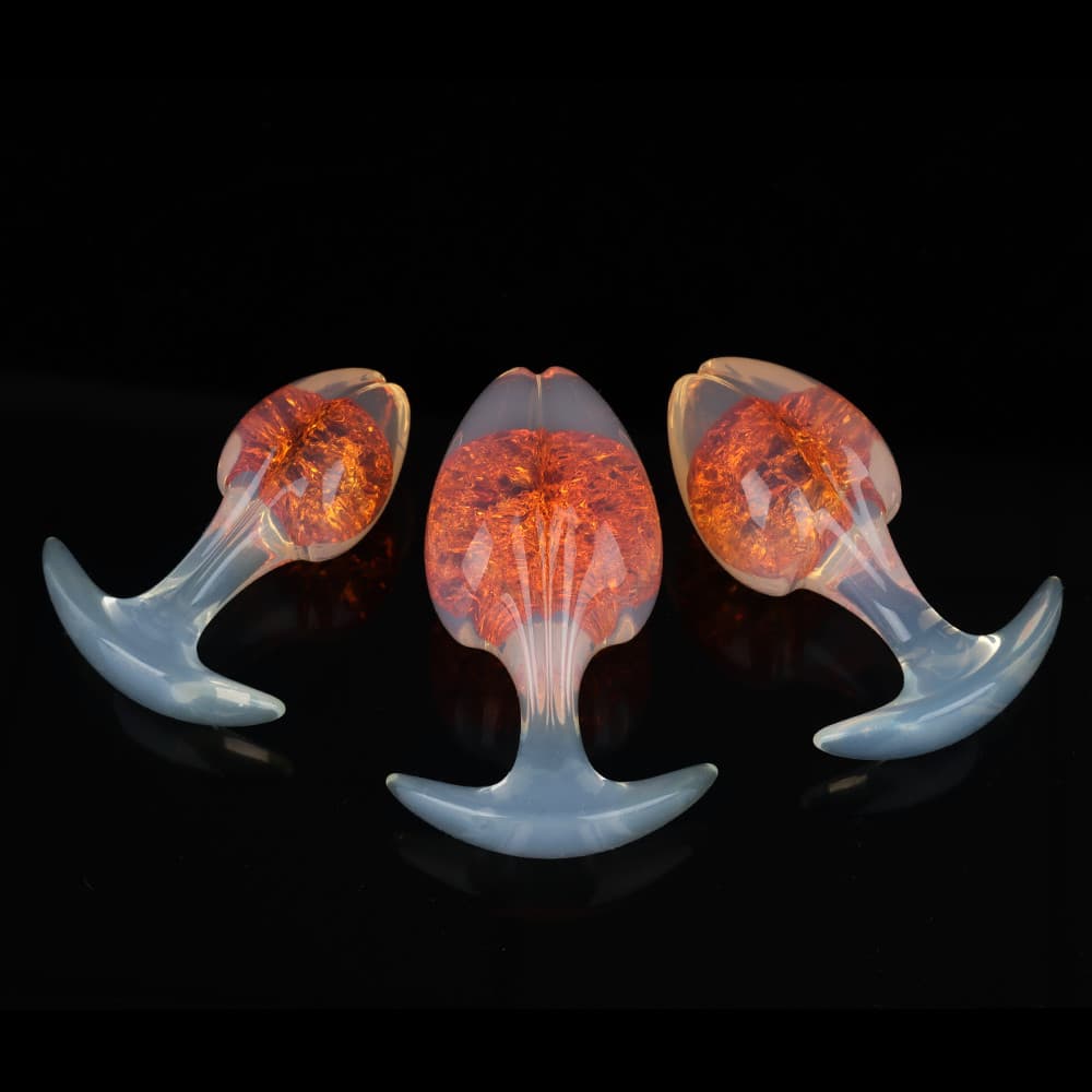 もやし型クリスタルアナルプラグ 9色、3サイズ