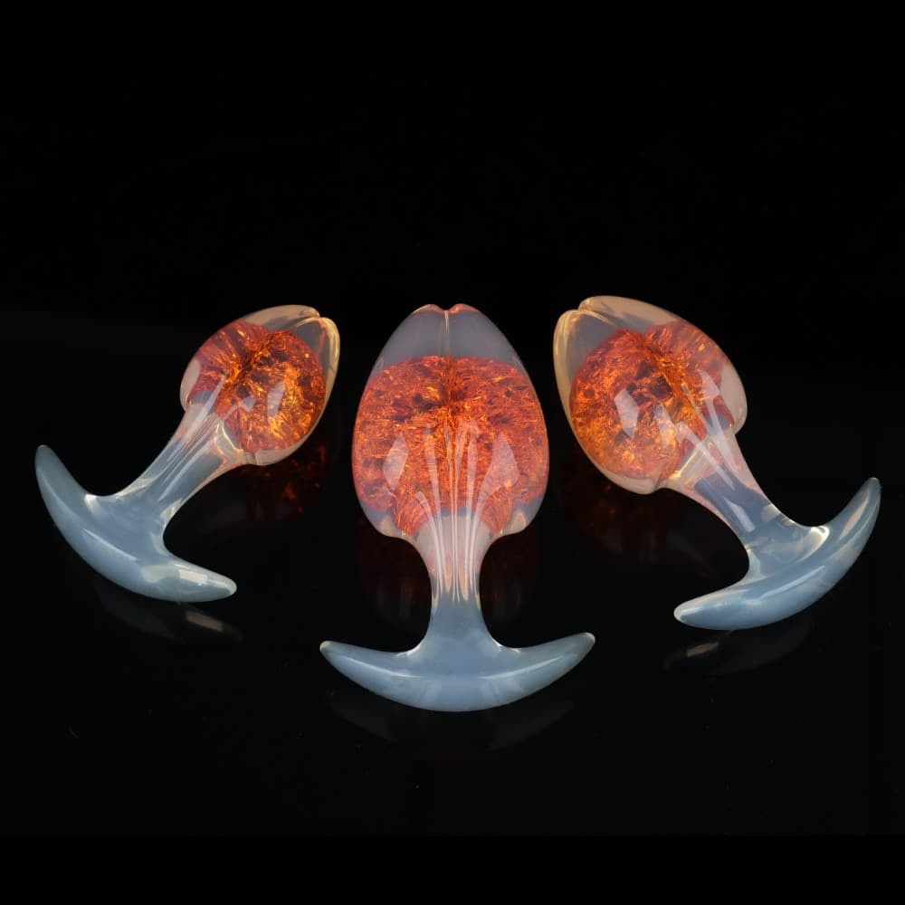 もやし型クリスタルアナルプラグ 9色、3サイズ