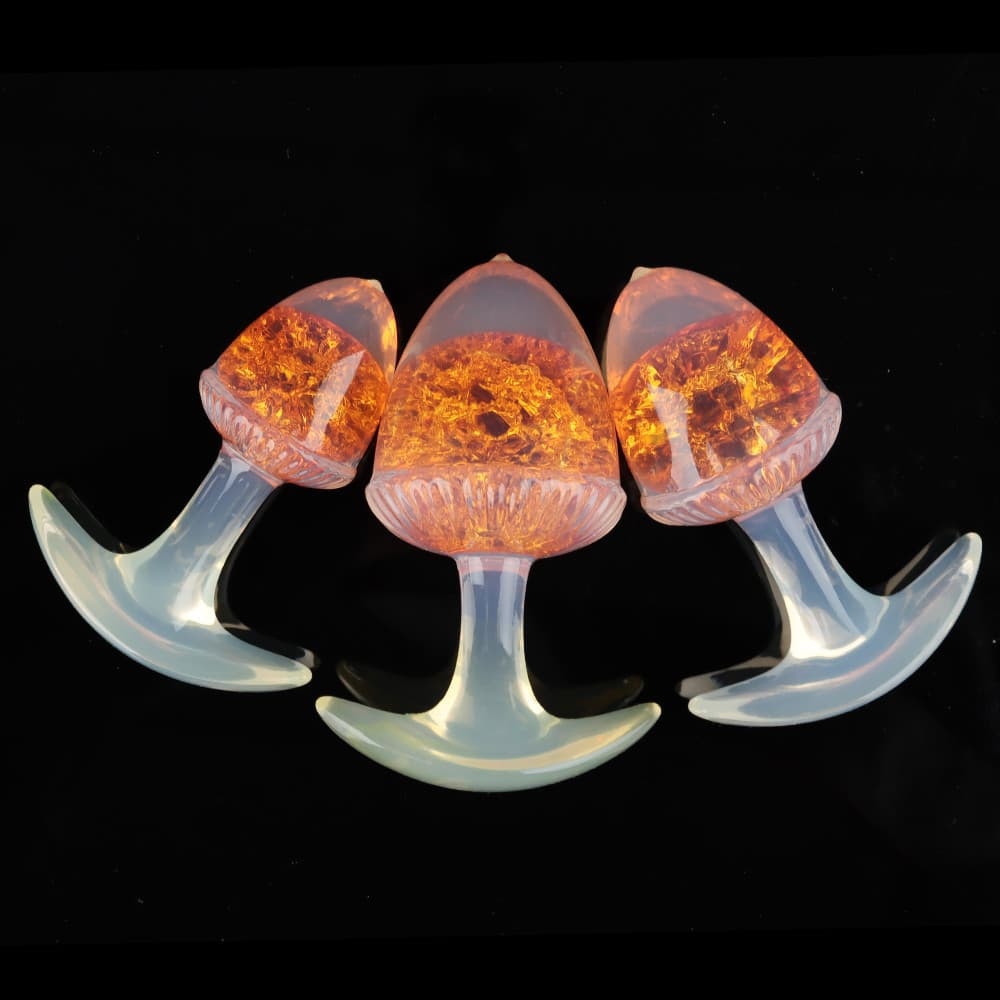 栗の形をしたクリスタルアナルプラグ 9色、3サイズ