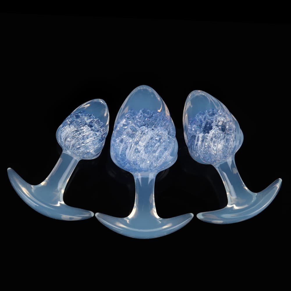 アイスクリーム形状のクリスタル製アナルプラグ9色展開、3サイズ展開