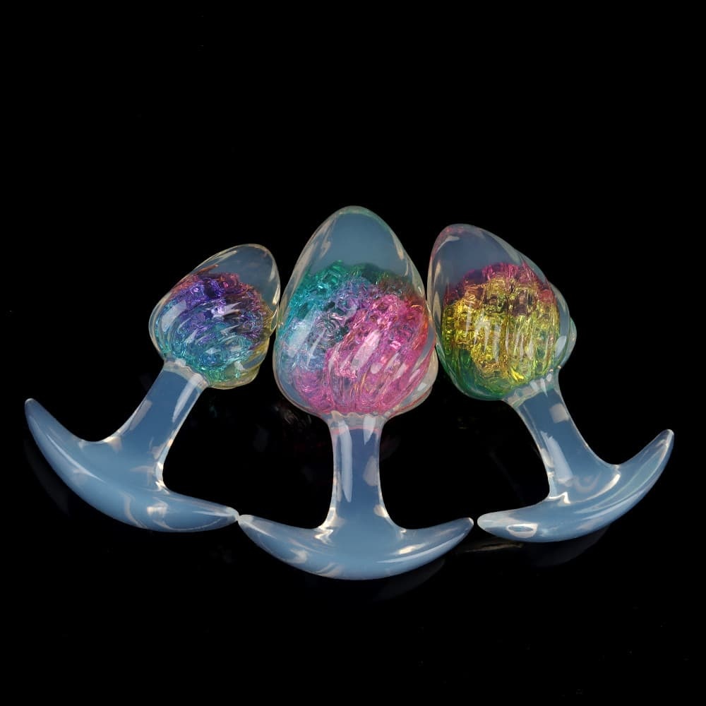 アイスクリーム形状のクリスタル製アナルプラグ9色展開、3サイズ展開