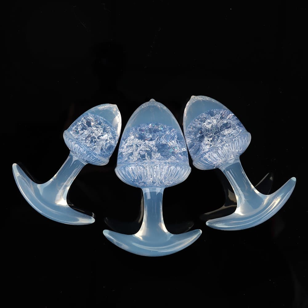 栗の形をしたクリスタルアナルプラグ 9色、3サイズ