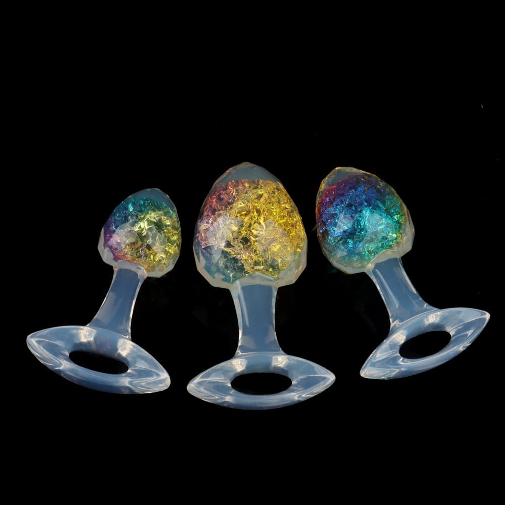 ダイヤモンド型クリスタルアナルプラグ 9色、3サイズ