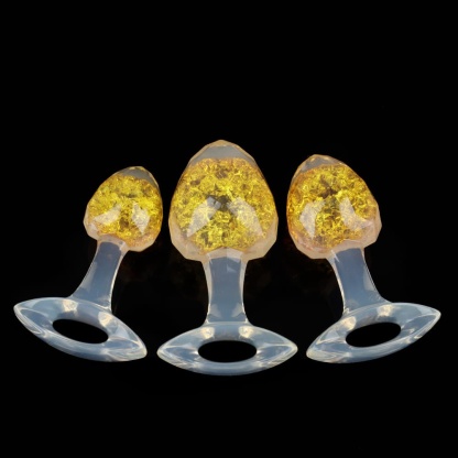 ダイヤモンド型クリスタルアナルプラグ 9色、3サイズ