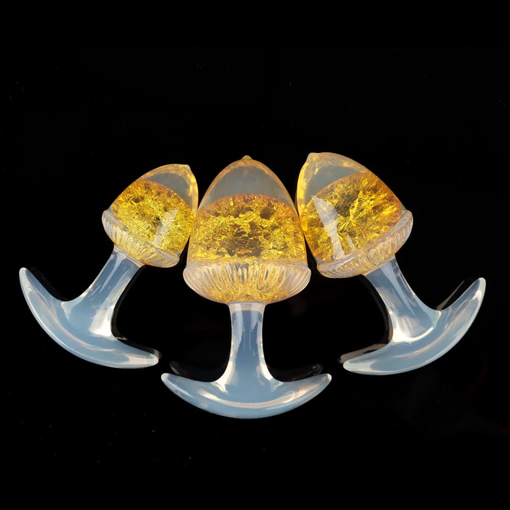 栗の形をしたクリスタルアナルプラグ 9色、3サイズ