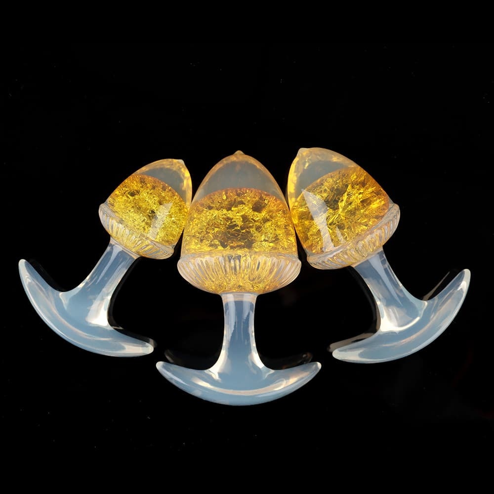 栗の形をしたクリスタルアナルプラグ 9色、3サイズ