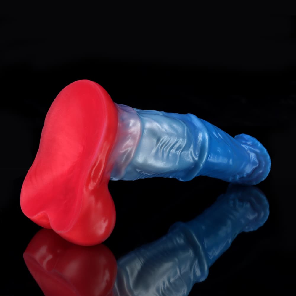 青と赤のグラデーションを持つ白駒風ディルド